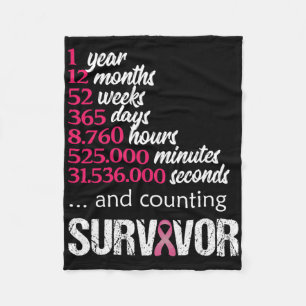 One 1 Year Survivor Breast Cancer Awareness Gift 2 Fleece Blanket