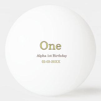one 1st birthday green brown pastel bold name date ping pong ball