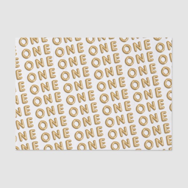 ONE 1ST Birthday Party Gold Balloon Celebration Tissue Paper (Front)