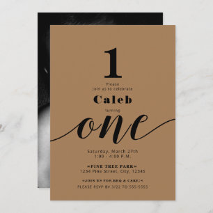 ONE 1ST Birthday Photo Any Colour Minimal Party Invitation