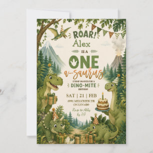 One-a-saurus dino birthday Invitation