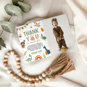 ONE-a-saurus Dino Photo Thank You Card