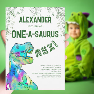 One-A-Saurus Dinosaur 1st Birthday Party Invitation