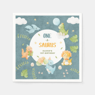 One-A-Saurus Dinosaur 1st Birthday Party Napkin