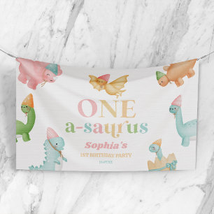 One A-Saurus Dinosaur 1st First Birthday Party Banner