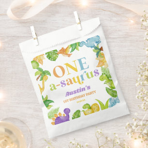 One A-Saurus Dinosaur 1st First Birthday Party Favour Bags