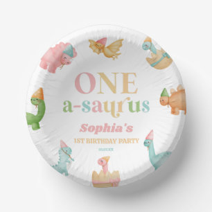 One A-Saurus Dinosaur 1st First Birthday Party Paper Plate