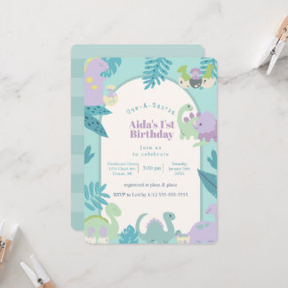 One-A-Saurus dinosaur birthday invitation