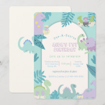 One-A-Saurus dinosaur birthday invitation