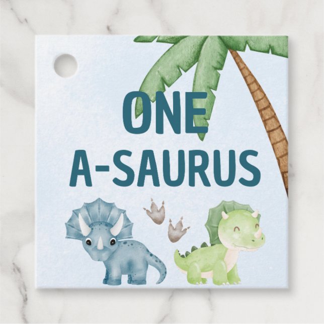 One-A-Saurus Favour Tag First Birthday (Front)