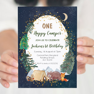 One adventure camper first birthday invitation