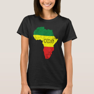 One Africa Pan African Pride Map Flag Black Pride T-Shirt