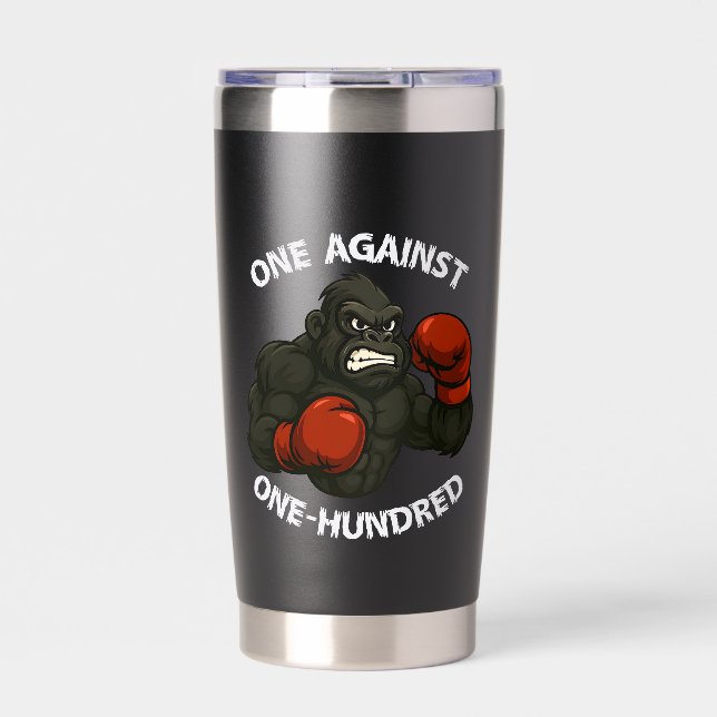 One Against One Hundred – Gorilla Boxing Workout Insulated Tumbler (Front)