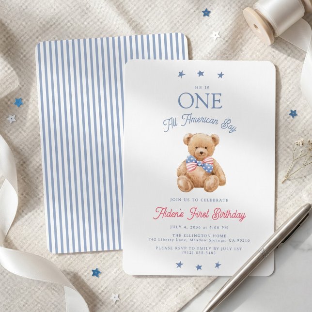 One All American Boy 1st Birthday Invitation (Creator Uploaded)