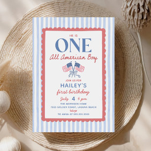 One All American Boy 1st Birthday Invitation