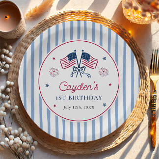 One All American Boy 4th of July 1st Birthday Paper Plate