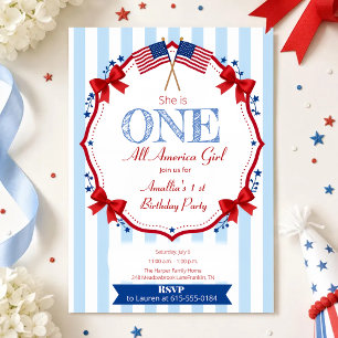 One All American Girl 1st Birthday Invitation