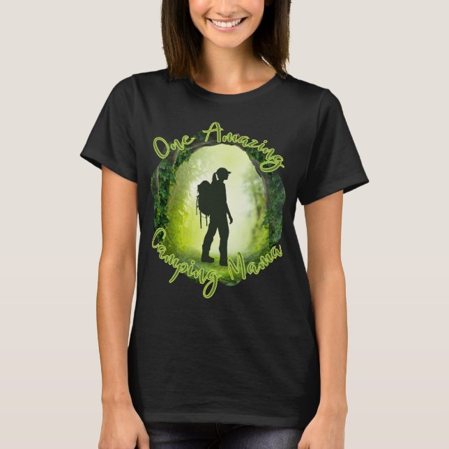 One amazing camping mama - camper mum green forest T-Shirt (Front)