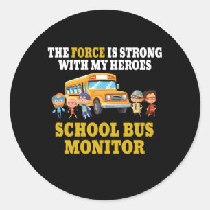 One Amazing School Bus Monitor Bus Aide Attendant Classic Round Sticker