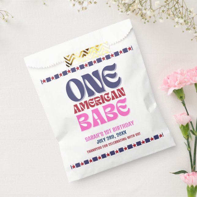 One American Babe 4th of July 1st Birthday  Favour Bags (Sealed)