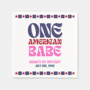 One American Babe 4th of July 1st Birthday Napkin