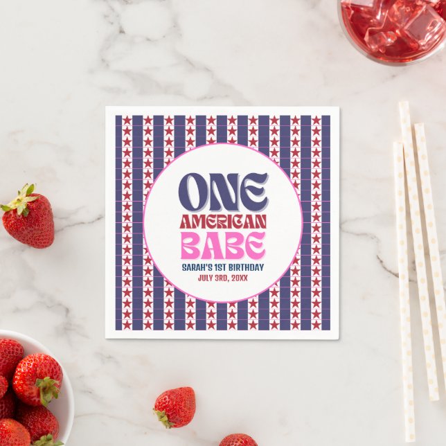 One American Babe 4th of July 1st Birthday  Napkin (Insitu)