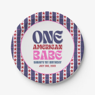 One American Babe 4th of July 1st Birthday  Paper Plate