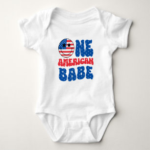One American Babe 4th Of July First Birthday Baby Bodysuit
