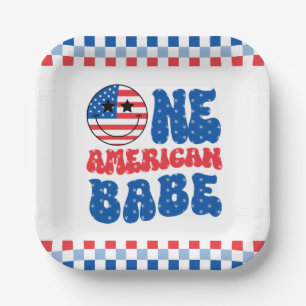 One American Babe 4th Of July Summer 1st Birthday Paper Plate