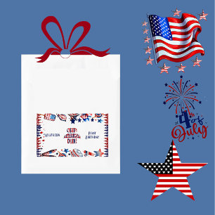  One American Dude 4 July Red White Blue Birthday Rectangular Sticker
