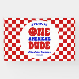 One American Dude 4th of July 1st Birthday Party Banner