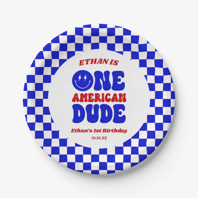 One American Dude 4th of July 1st Birthday Party Paper Plate | Zazzle