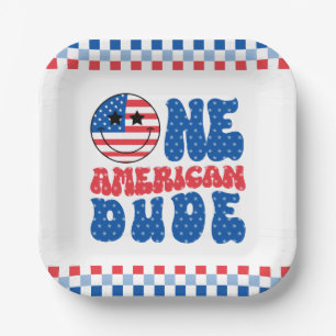 One American Dude 4th Of July First Birthday Paper Plate