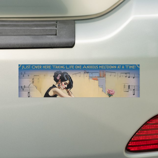 One Anxious Meltdown At A Time - Funny Bumper Sticker (On Car)