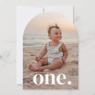 One Arched Photo First Birthday Invitation