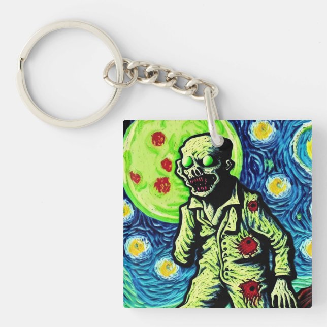 one arm Zombie Starry Night Key Ring (Front)