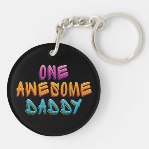 One Awesome Daddy Graffiti Typography Keychain