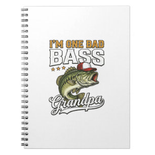 One Bad Bass Grandpa Fishing Vintage Vector Design Notebook