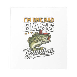 One Bad Bass Grandpa Fishing Vintage Vector Design Notepad