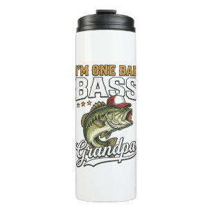 One Bad Bass Grandpa Fishing Vintage Vector Design Thermal Tumbler