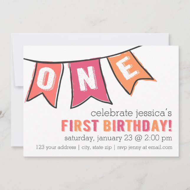 One Banner Invitation - Girl (Front)