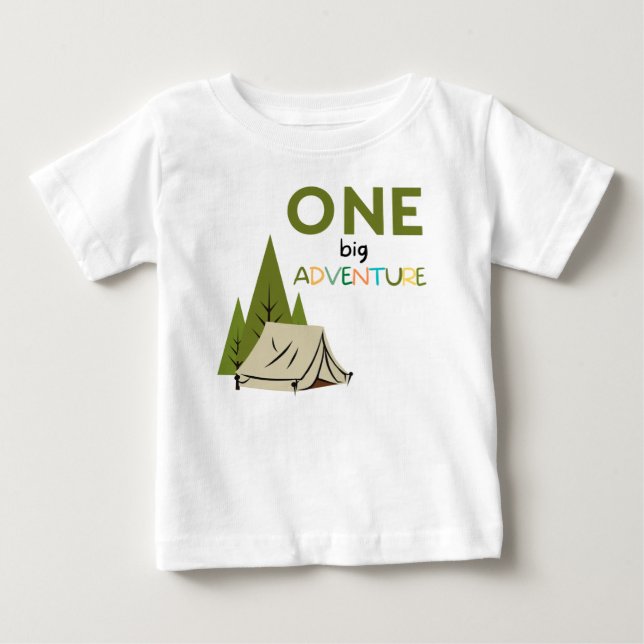 ONE big Adventure first birthday baby shirt (Front)