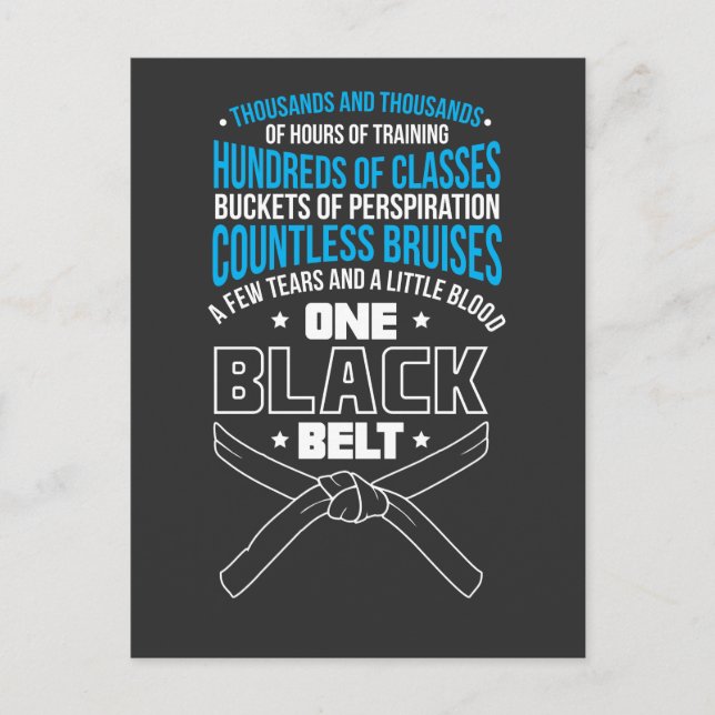 One Black Belt Martial Arts Training Fighter Postcard (Front)