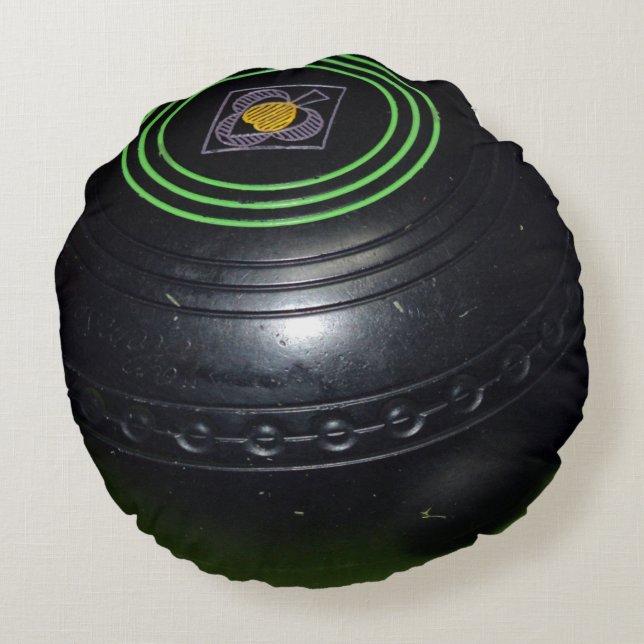 One Black Lawn Bowl, Round Cushion (Back)