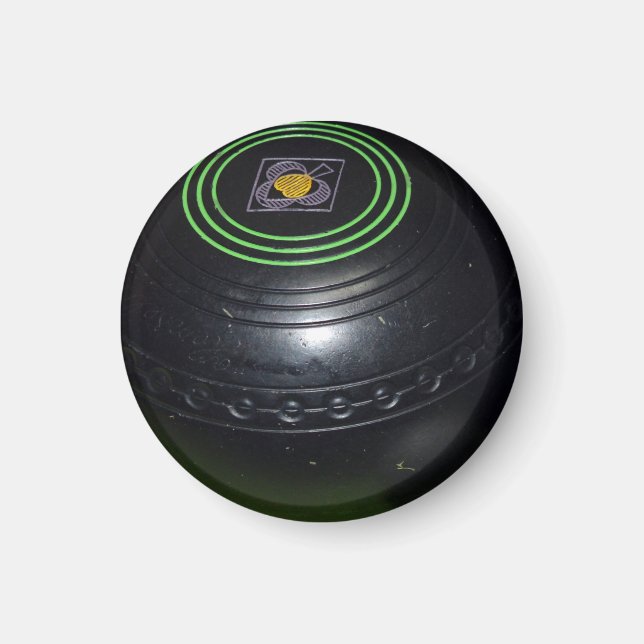 One Black Vintage Lawn Bowl, Magnet (Front)
