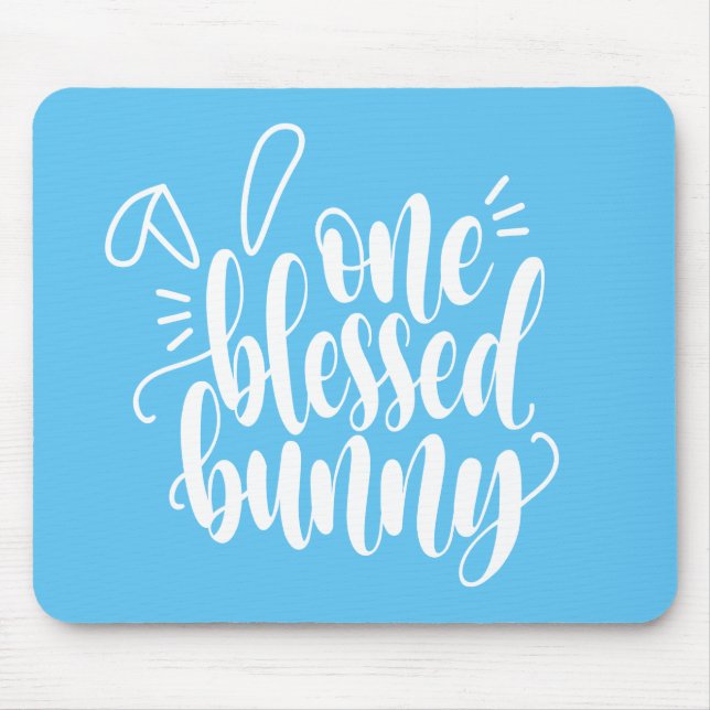 One Blessed Bunny Easter Calligraphy | Mousepad (Front)