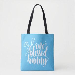One Blessed Bunny Easter Calligraphy   Tote Bag