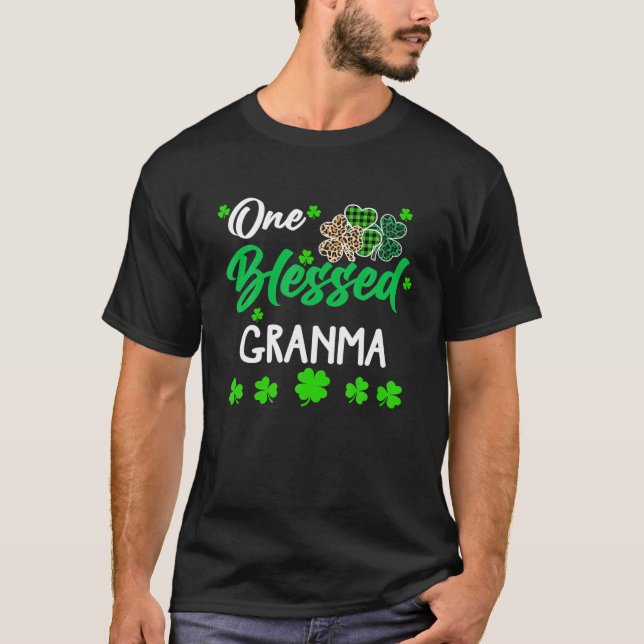 One Blessed Granma Clover St. Patrick's Day Irish T-Shirt (Front)