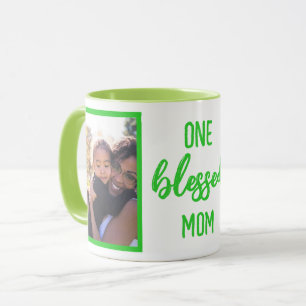 One Blessed Mum Custom Modern Mother's Day Photo Mug