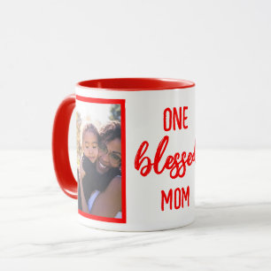 One Blessed Mum Custom Modern Mother's Day Photo Mug
